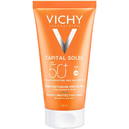 كريم فيشي كابيتال سوليل الواقي من الشمس ثلاثي المفعول للبشرة العادية والجافة بمعامل حماية SPF50 + 50 مل